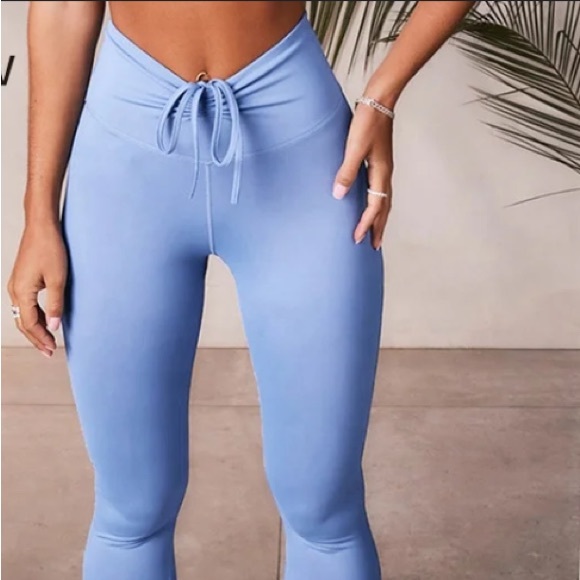 Pink Adjustable Waist Ruched V Leggings - Picture 3 of 11